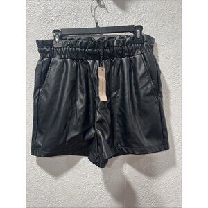 BCBG Generation Shorts Womens M Black Faux Leather Black Paperbag